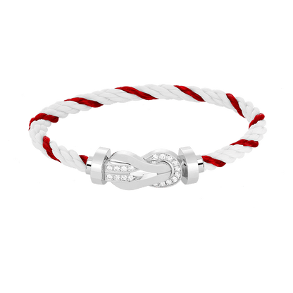 [LUCKY LOVE]CHANCE LARGE 8 FIGURE BUCKLE HALF DIAMOND BRACELET SILVER