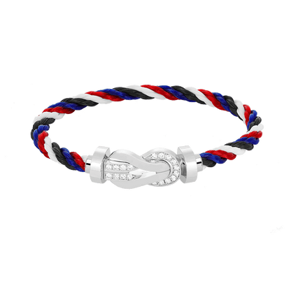 [LUCKY LOVE]CHANCE LARGE 8 FIGURE BUCKLE HALF DIAMOND BRACELET SILVER