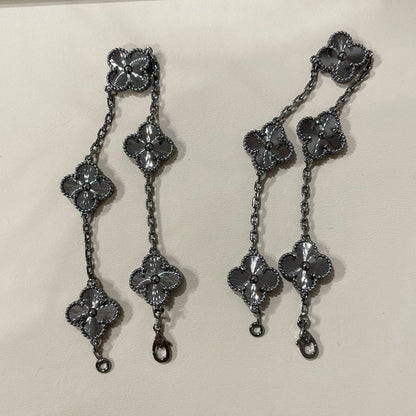 [LUCKY LOVE]CLOVER 5 MOTIF BLACK BRACELET