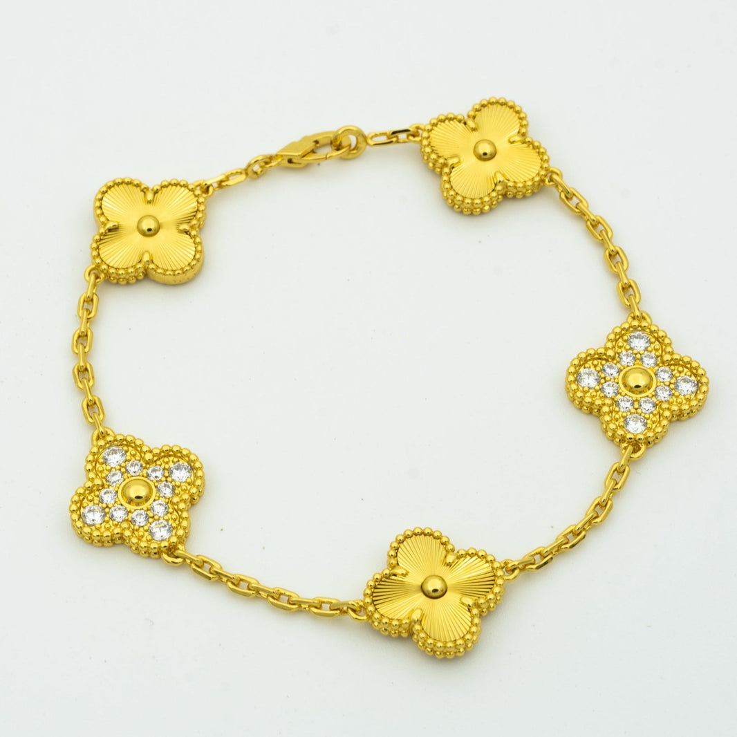 [LUCKY LOVE]CLOVER BRACELET 5 MOTIFS GOLD DIAMOND