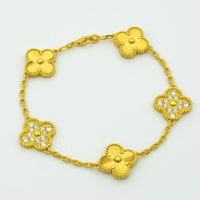 [LUCKY LOVE]CLOVER BRACELET 5 MOTIFS GOLD DIAMOND