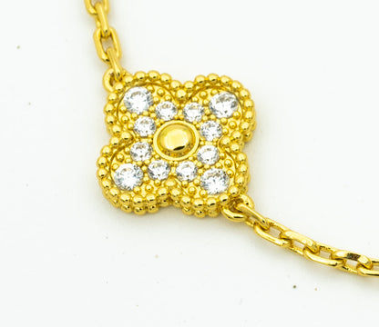 [LUCKY LOVE]CLOVER BRACELET 5 MOTIFS GOLD DIAMOND