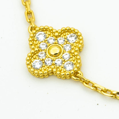 [LUCKY LOVE]CLOVER BRACELET 5 MOTIFS GOLD DIAMOND