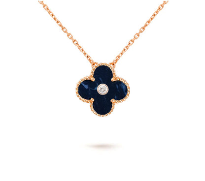 [LUCKY LOVE]CLOVER 15MM DIAMOND SINGLE FLOWER NECKLACE COLLECTION