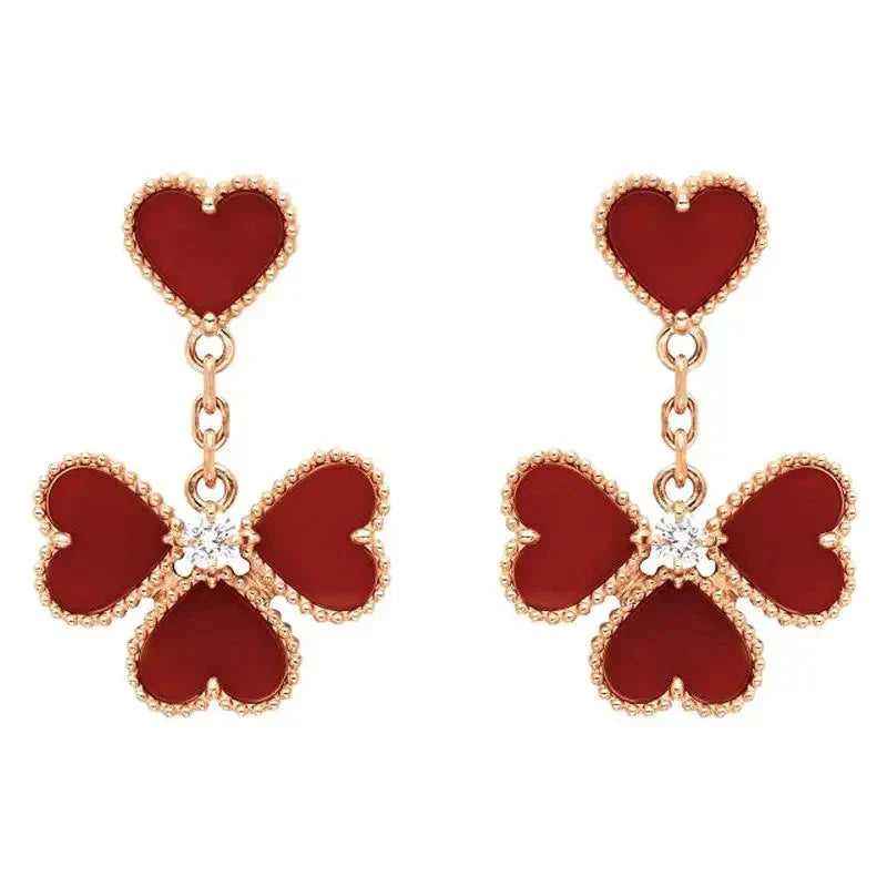 [LUCKY LOVE]SWEET CLOVER CARNELIAN EARRINGS