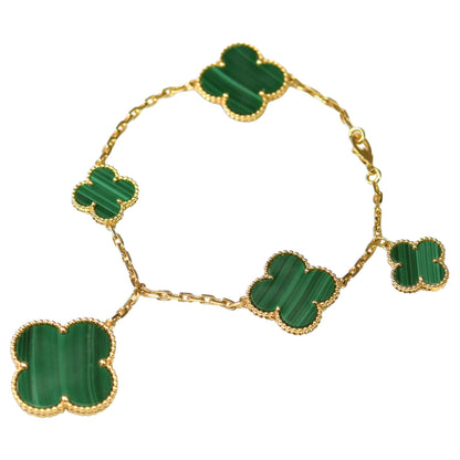 [LUCKY LOVE]MAGIC CLOVER MALACHITE GOLD BRACELET 5 MOTIFS