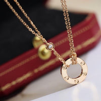 [LUCKY LOVE]LOVE NECKLACE ADJUSTABLE ROSE GOLD 2 DIAMOND