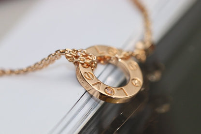 [LUCKY LOVE]LOVE NECKLACE ADJUSTABLE ROSE GOLD 2 DIAMOND