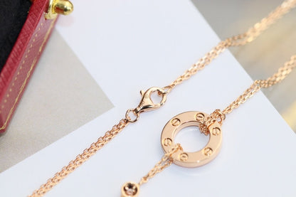 [LUCKY LOVE]LOVE NECKLACE ADJUSTABLE ROSE GOLD 2 DIAMOND