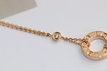 [LUCKY LOVE]LOVE NECKLACE ADJUSTABLE ROSE GOLD 2 DIAMOND