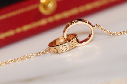 [LUCKY LOVE]LOVE NECKLACE PINK GOLD AND SILVER