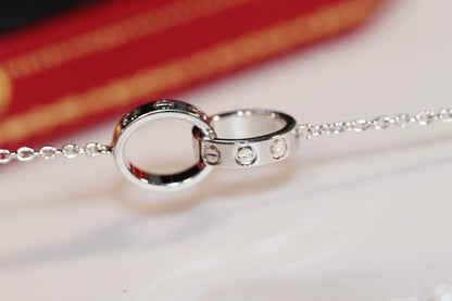 [LUCKY LOVE]LOVE NECKLACE PINK GOLD AND SILVER