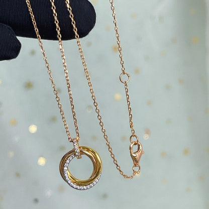 [LUCKY LOVE]TRINITY NECKLACE SILVER GOLD PINK GOLD DIAMONDS