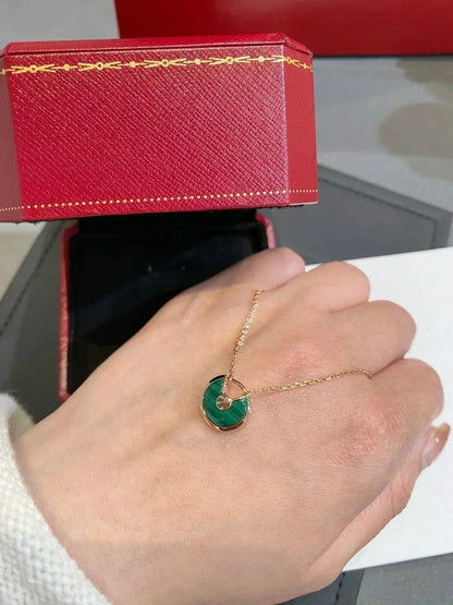 [LUCKY LOVE]AMULETTE ROSE GOLD MALACHITE NECKLACE