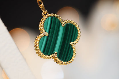 [LUCKY LOVE]CLOVER EARRINGS GOLD MALACHITE DIAMOND 3 MOTIF