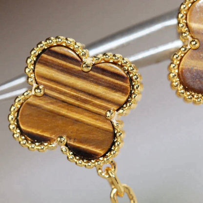 [LUCKY LOVE]CLOVER  2 MOTIF  TIGER EYE CARNELIAN EARRINGS