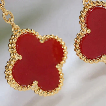 [LUCKY LOVE]CLOVER  2 MOTIF  TIGER EYE CARNELIAN EARRINGS