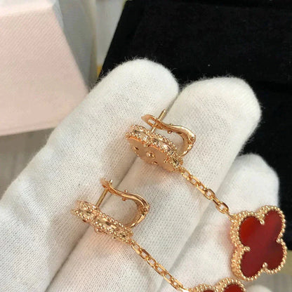 [LUCKY LOVE]CLOVER 2 MOTIF  LASER CARNELIAN EARRINGS