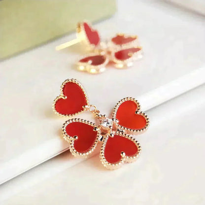 [LUCKY LOVE]SWEET CLOVER CARNELIAN EARRINGS