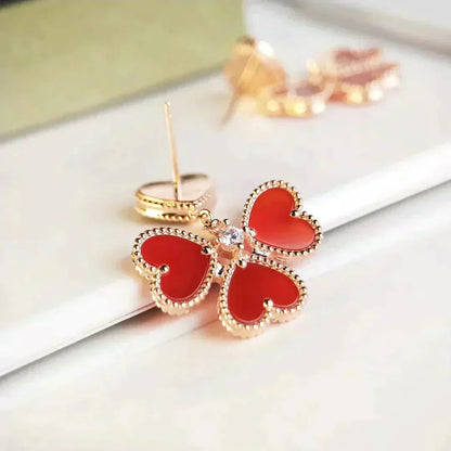 [LUCKY LOVE]SWEET CLOVER CARNELIAN EARRINGS