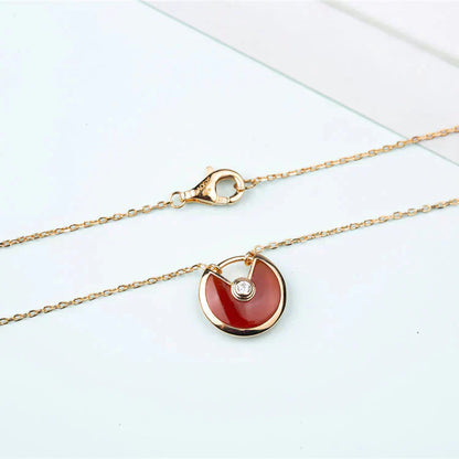 [LUCKY LOVE]AMULETTE GOLD CARNELIAN ONYX NECKLACE