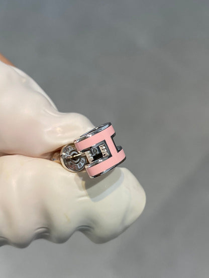 [LUCKY LOVE]MINI POP H SILVER EARRINGS PINK