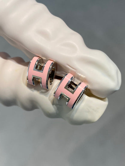 [LUCKY LOVE]MINI POP H SILVER EARRINGS PINK