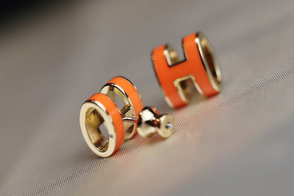 [LUCKY LOVE]MINI POP H EARRINGS ORANGE
