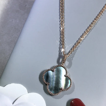 [LUCKY LOVE]CLOVER 25MM GOLD DARK MOP BIG CLOVER NECKLACE