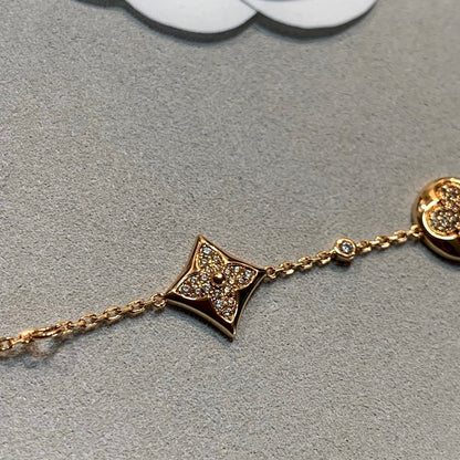 [LUCKY LOVE]STAR AND SUN 4 MOTIFS GOLD DIAMONDS BRACELET