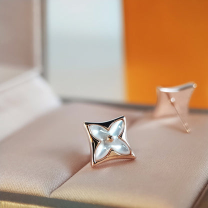[LUCKY LOVE]STAR MOP PINK GOLD EARRINGS