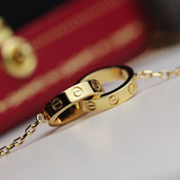 [LUCKY LOVE]LOVE NECKLACE DOUBLE RING GOLD