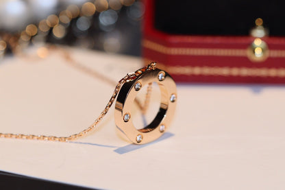 [LUCKY LOVE]LOVE NECKLACE 16MM 6 DIAMONDS PINK GOLD