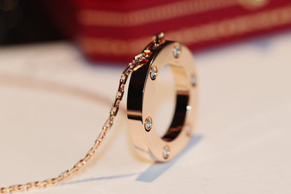 [LUCKY LOVE]LOVE NECKLACE 16MM 6 DIAMONDS PINK GOLD