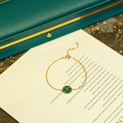 [LUCKY LOVE]SUN MALACHITE 1 DIAMOND PINK GOLD BRACELET