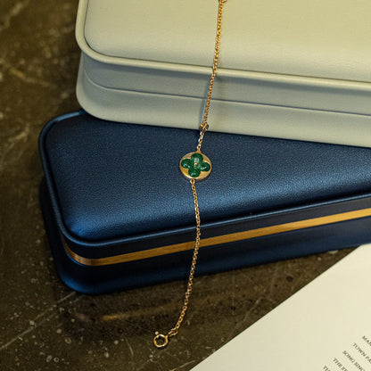 [LUCKY LOVE]SUN MALACHITE 1 DIAMOND PINK GOLD BRACELET