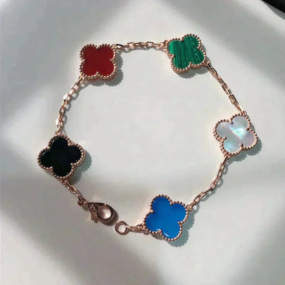 [LUCKY LOVE]CLOVER 5 MOTIFS MULTICOLOR BRACELET