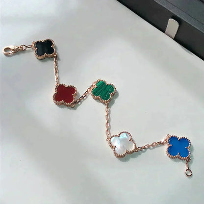 [LUCKY LOVE]CLOVER 5 MOTIFS MULTICOLOR BRACELET