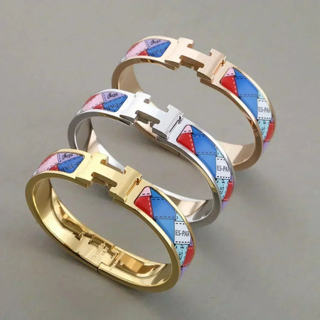 [LUCKY LOVE]H BRACELET DOTTED BORDER 12MM