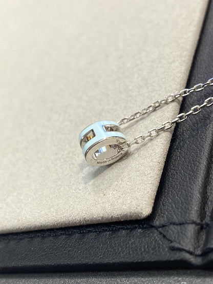 [LUCKY LOVE]POP H LIGHT BLUE NECKLACE