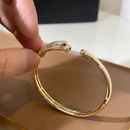 [LUCKY LOVE]PANTHERE GOLD DIAMOND OPEN BRACELET