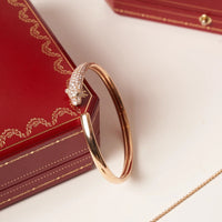 [LUCKY LOVE]PANTHERE ROSE GOLD DIAMOND OPEN BRACELET
