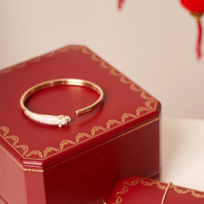 [LUCKY LOVE]PANTHERE ROSE GOLD DIAMOND OPEN BRACELET