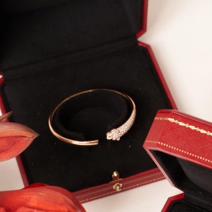 [LUCKY LOVE]PANTHERE ROSE GOLD DIAMOND OPEN BRACELET