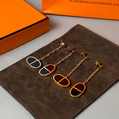 [LUCKY LOVE]CHAINE VERSO BLACK CERAMIC EARRINGS