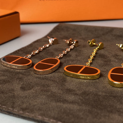 [LUCKY LOVE]CHAINE VERSO BLACK CERAMIC EARRINGS