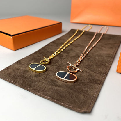[LUCKY LOVE]CHAINE VERSO BLACK CERAMIC NECKLACE
