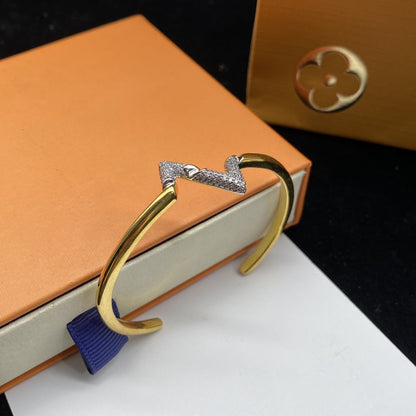 [LUCKY LOVE]VOLTE UPSITE DOWN DIAMOND GOLD OPEN BRACELET