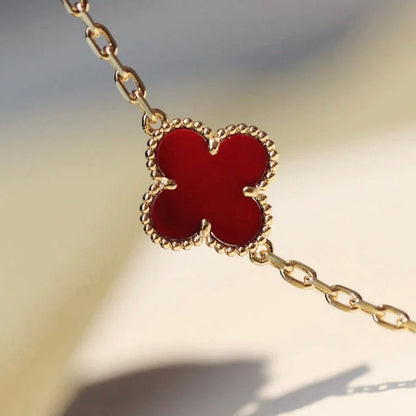 [LUCKY LOVE]CLOVER 20 MOTIFS CARNELIAN NECKLACE