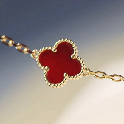 [LUCKY LOVE]CLOVER 20 MOTIFS CARNELIAN NECKLACE